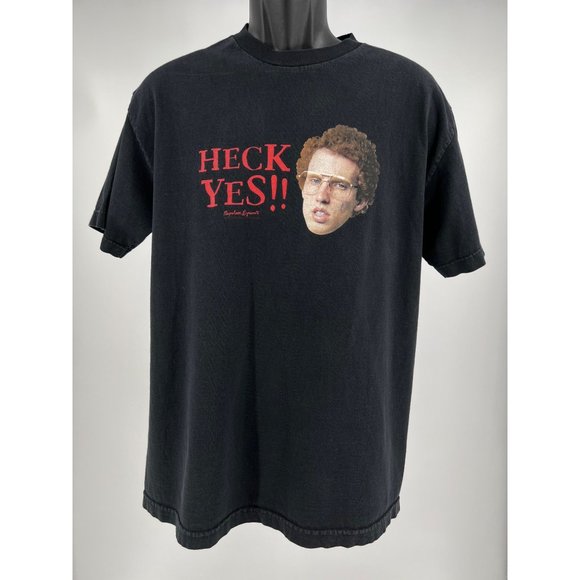 Vintage  Napoleon Dynamite Heck Yes Promo Film Comedy Drama T Shirt Large Size - Picture 1 of 5